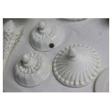 Collection of Milk Glass Decorative Pieces and Vases