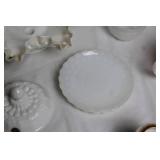 Collection of Milk Glass Decorative Pieces and Vases
