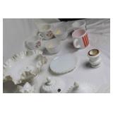 Collection of Milk Glass Decorative Pieces and Vases