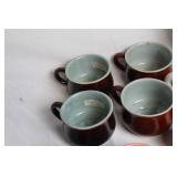 Collection of Vintage Teapots, Cups, and Serving Dishes