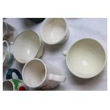 Collection of Vintage Teapots, Cups, and Serving Dishes