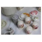 Collection of Vintage Teapots, Cups, and Serving Dishes