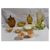 Set of Assorted Amber-Colored Glassware