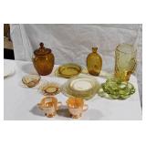 Set of Assorted Amber-Colored Glassware