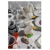 Assorted Vintage Ceramic Figurines and Decorative Plates Collection