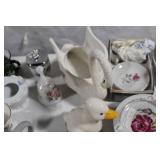 Assorted Vintage Ceramic Figurines and Decorative Plates Collection