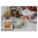 Assorted Vintage Ceramic Figurines and Decorative Plates Collection