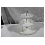 Vintage Glassware Collection Including 3-Tiered Serving Tray and Platters