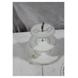 Vintage Glassware Collection Including 3-Tiered Serving Tray and Platters