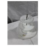 Vintage Glassware Collection Including 3-Tiered Serving Tray and Platters