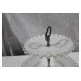 Vintage Glassware Collection Including 3-Tiered Serving Tray and Platters