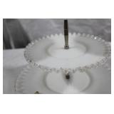 Vintage Glassware Collection Including 3-Tiered Serving Tray and Platters