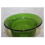 Set of 7 Elegant Vintage Art Glass Vases in Green and Red