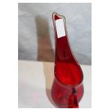 Set of 7 Elegant Vintage Art Glass Vases in Green and Red