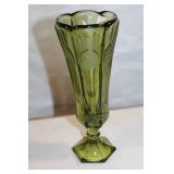 Set of 7 Elegant Vintage Art Glass Vases in Green and Red