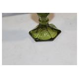 Set of 7 Elegant Vintage Art Glass Vases in Green and Red