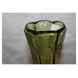 Set of 7 Elegant Vintage Art Glass Vases in Green and Red