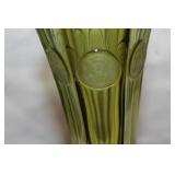 Set of 7 Elegant Vintage Art Glass Vases in Green and Red