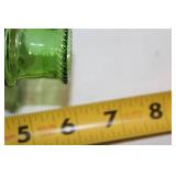 Set of 7 Elegant Vintage Art Glass Vases in Green and Red