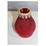 Set of 7 Elegant Vintage Art Glass Vases in Green and Red