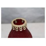 Set of 7 Elegant Vintage Art Glass Vases in Green and Red