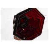 Set of 7 Elegant Vintage Art Glass Vases in Green and Red