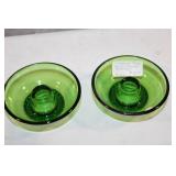 Set of 7 Elegant Vintage Art Glass Vases in Green and Red