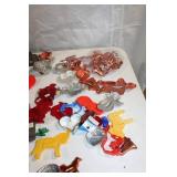 Collection of Metal and Plastic Cookie Cutters with Wicker Basket