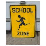 Vintage School Zone Heavy Metal Sign 18" x 24"