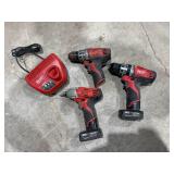 Milwaukee M12 Cordless Drills With Charger & 2 Batteries