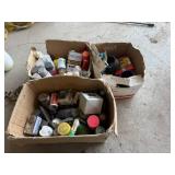 3 Boxes of Assorted Items - 134a Refrigerant, Spray Paint, Plumbing Supplies