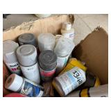 3 Boxes of Assorted Items - 134a Refrigerant, Spray Paint, Plumbing Supplies