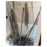 Long Handle Tools in Corner - Sledge, Rake, Hoe, Spade, Propane Torch