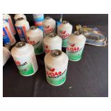 Set of Assorted Automotive Refrigerant Cans with Recharge Kits - content quantities unverified