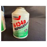 Set of Assorted Automotive Refrigerant Cans with Recharge Kits - content quantities unverified