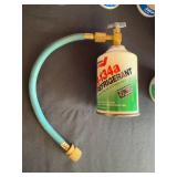 Set of Assorted Automotive Refrigerant Cans with Recharge Kits - content quantities unverified