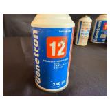 Set of Assorted Automotive Refrigerant Cans with Recharge Kits - content quantities unverified