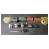 Vintage Fishing Reel Set with Cases and Accessories