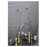 Set of Fishing Rods with Reels and Additional Ice Fishing Poles