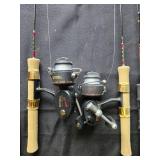 Set of Fishing Rods with Reels and Additional Ice Fishing Poles