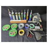 Assorted Construction and Painting Supplies with Caulking Guns