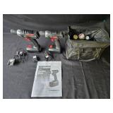 Set of Drill Master 18V Cordless Drivers with Chargers and Bag