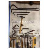 Collection of Vintage and Modern Hand Tools with Hammers and Saw