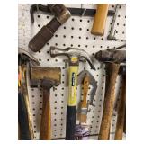 Collection of Vintage and Modern Hand Tools with Hammers and Saw