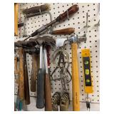 Collection of Vintage and Modern Hand Tools with Hammers and Saw
