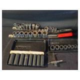 Assorted Vintage Socket Set with Ratchet and Accessories