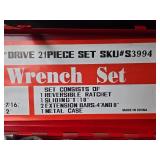 Socket Wrench Set with Reversible Ratchet and Metal Case - complete contents unverified