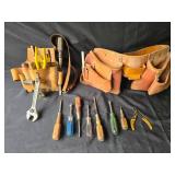 Leather Tool Belt with Assorted Hand Tools
