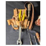 Leather Tool Belt with Assorted Hand Tools