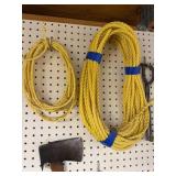 Collection of Hand Tools Including Pipe Wrenches and Claw Hammer